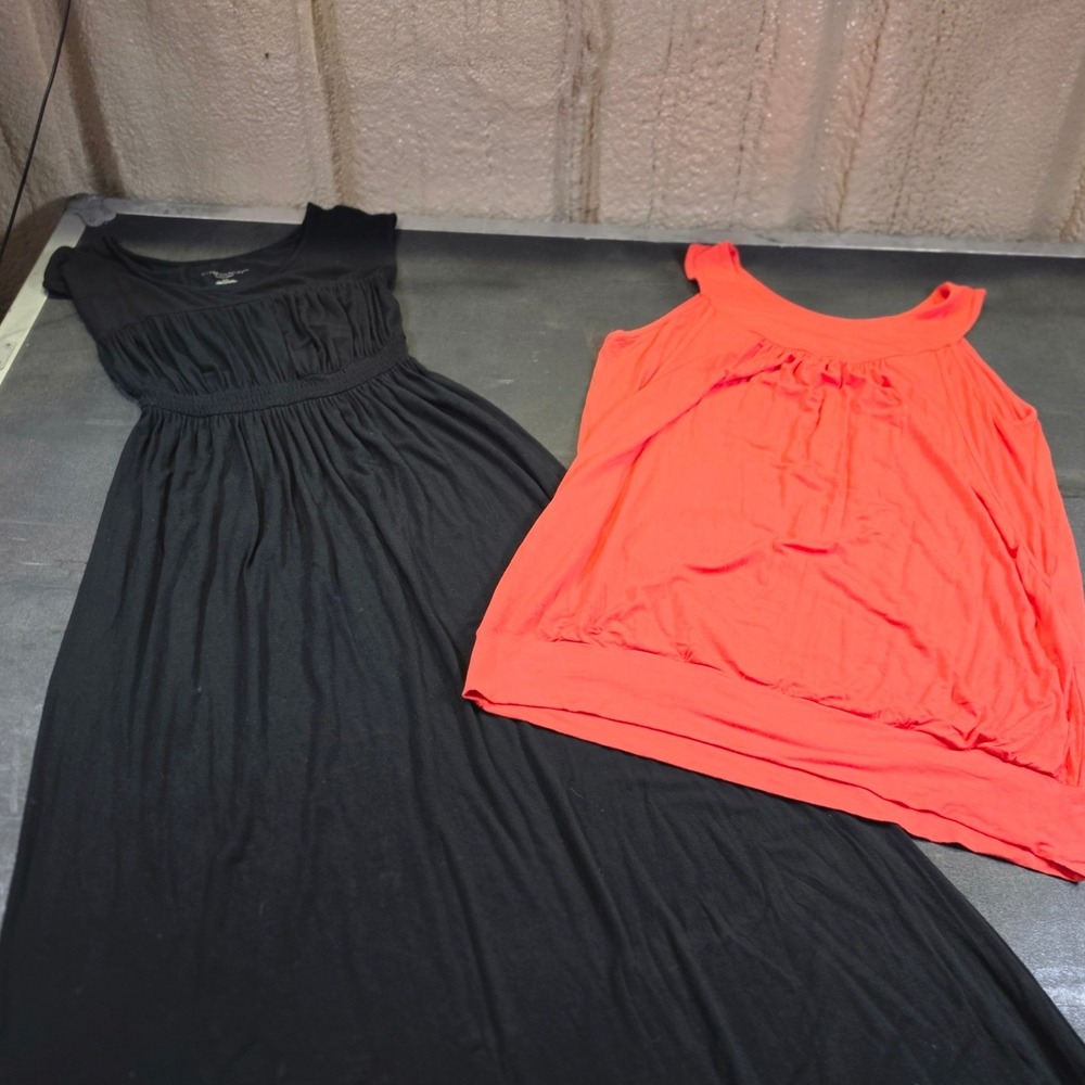 Liz Lange Maternity Target Black Maxi Dress and Coral Orange Top Bundle S XL